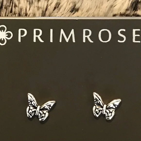 STERLING SILVER Butterfly stud earrings - Picture 3 of 5